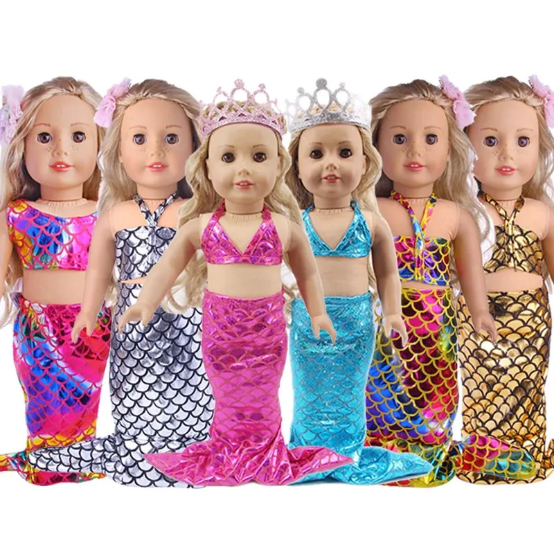 1 комплект Кукольная одежда Русалка Купальник Бикини Костюм Бикини Для 18-дюймовой американской девочки и 43-сантиметрового ребенка новорожденного Возрожденная кукла нашего поколения