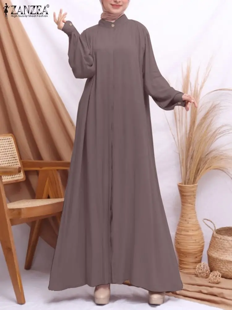 2023 ZANZEA Мусульманское модное платье Исламская одежда Винтаж Халат с длинным рукавом Макси-сарафан Абайя для женщин Турция Хиджаб Vestidos