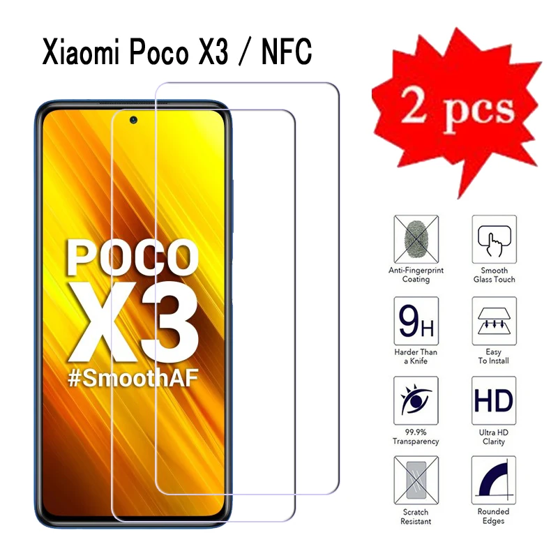 Poco X3 Стекло для Xiaomi Poco X3 NFC Защитная пленка для экрана телефона 9H 2.5D Взрывозащищенная защитная пленка из закаленного стекла