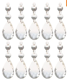 10 шт./лот алмазная огранка прозрачный каплевидный хрусталь с двойным восьмиугольником люстра призмы лампы детали висячий дом свадебное украшение  10