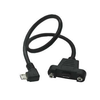 1000 шт./лот 90 градусов 5-контактный разъем Micro USB USB 2.0 Штекерный к Micro USB Female Удлинительный кабель с винтами Отверстие для монтажа на панели  10