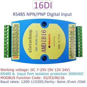 16DI DC 12 В 24 В NPN NPN Модуль цифрового ввода RS485 Изолированная связь Плата расширения MODBUS RTU PLC  10