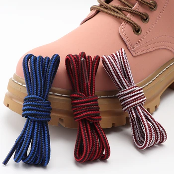 1Пары Круглые полосатые эластичные шнурки ColorBlock для кроссовок Шнурки из полиэстера шелка для ботинок Martin Аксессуары 70/90/120/150 см  10