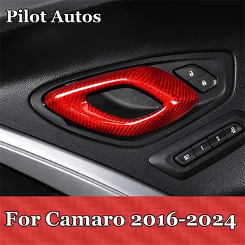 2016-2024 для Chevrolet Camaro Внутренняя рамка дверной ручки Подлинная наклейка из углеродного волокна Внутренняя отделка  5