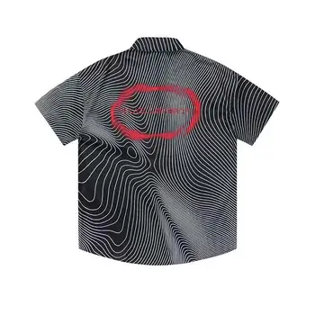 2023 Летняя мужская полосатая рубашка с коротким рукавом Блузка на пуговицах Кардиган Японская мода Уличная одежда Хип-хоп Панк Стиль Одежда  5