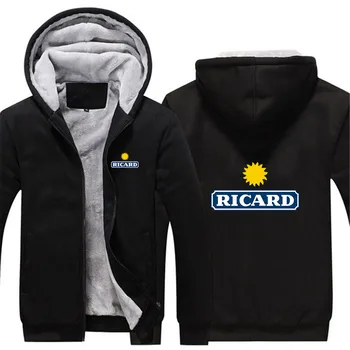 2023 Новый мужской принт RICARD Модные зимние утолщенные теплые толстовки Высокое качество Повседневная флисовая куртка с длинным рукавом и молнией Пальто  5