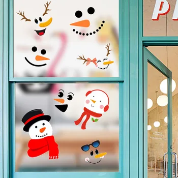 2024 Красочный снеговик Рождественское окно Наклейка на стену Стеклянная дверь ПВХ Чашка Посуда Наклейка  5