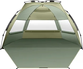 3- 4 человека Семейная пляжная палатка Солнцезащитный навес - Портативная теневая мгновенная палатка для пляжных кольев  5