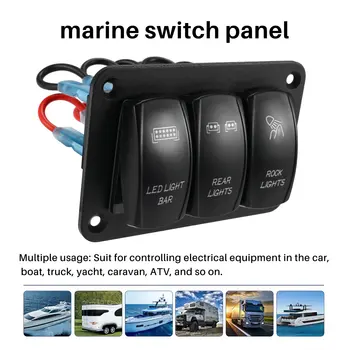 3 Gang Toggle Синяя светодиодная панель кулисного переключателя для автомобиля Морская лодка водонепроницаемая  5