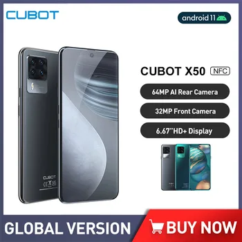 Cubot X50 Смартфон 6,67 дюйма FHD + дисплей Мобильный телефон 4G Helio P60 Восьмиядерный мобильный телефон Android11 32 МП Селфи-камера 4500 мАч NFC  10