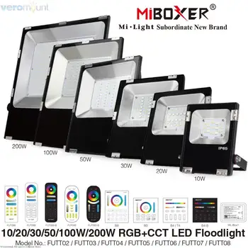 MiBoxer RGB + CCT Светодиодный прожектор 10 Вт 20 Вт 30 Вт 50 Вт AC86-265 В 2.4G RF Пульт дистанционного управления / WiFi Управление IP65 Водонепроницаемый светодиодный прожектор на открытом воздухе  10