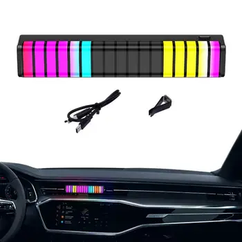 RGB Управление звуком Музыка Ритмические огни Звукосниматель с голосовым управлением Ритмический свет Автомобильная ароматерапия RGB Световая панель с 10 режимами Автомобильный воздух  5
