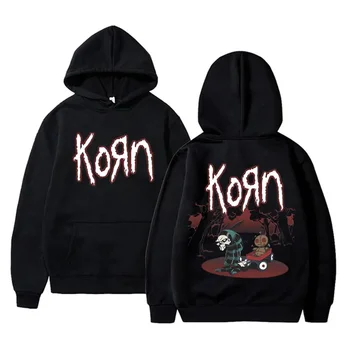 Rock Band Korn Толстовки с графическим принтом Мужские женские готические модные пуловеры оверсайз Уличные хип-хоп Винтажные толстовки с капюшоном  3