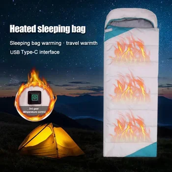 Type-C USB Кемпинговый спальный мешок 5 В Электрогрелка с питанием 3-уровневая температура Спальный мешок для путешествий Походы для пеших прогулок  3