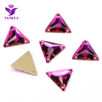 YANRUO 3270 Треугольные розовые стразы Кристаллы Камни и кристаллы Алмазные ремесла Пришить камни для купальников Платья  10