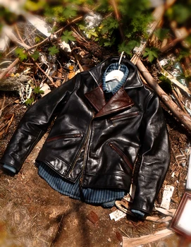 YR! Бесплатная доставка.1,2 мм Роскошная куртка из конской кожи с чайным сердечником, новое модное кожаное пальто. Мужская винтажная одежда из натуральной кожи.мотоциклист  10