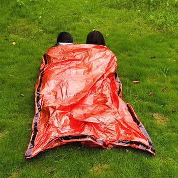 Аварийный спальный мешок Спальные мешки для выживания на 2 человека Термомешок для биви Аварийное одеяло для кемпинга Пешие прогулки  5