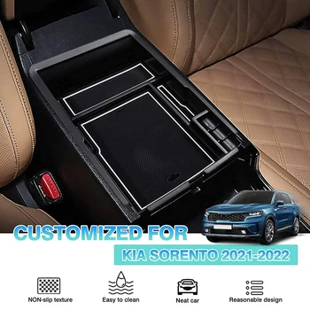 Автомобильная вставка Передний центральный ящик для хранения Консольный органайзер Лоток Коробка для KIA Sorento MQ4 2021 2022  5