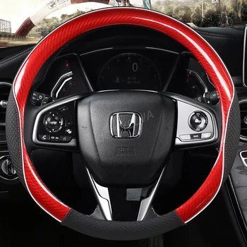 Автомобильные кожаные чехлы на рулевое колесо из углеродного волокна для Honda Accord City Civic Fit Brio CRV HRV Mobilio Odyssey Аксессуары  5