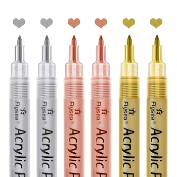 Акриловые ручки - золотые, серебряные и розовые золотые ручки, металлические маркеры, набор металлических ручек для краски на водной основе  10