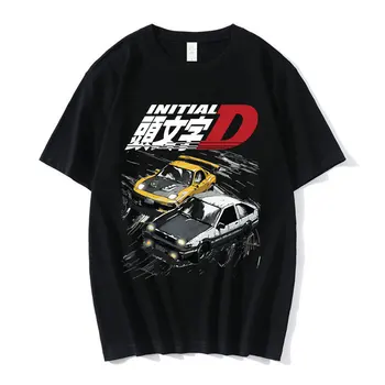 Аниме Начальная футболка D Drift AE86 Японская манга Такуми Фудзивара R34 Skyline GTR JDM Гоночный автомобиль Футболка Мужские футболки оверсайз  4