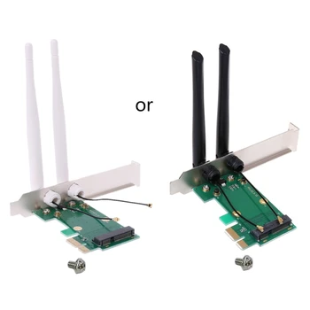 Беспроводная сетевая карта Wi-Fi Mini PCIE to PCI-E 1X Настольный адаптер WIFI для компьютера с 2 антеннами P9JB  10