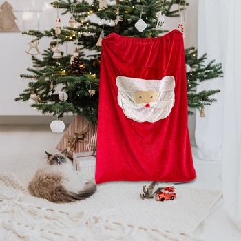 Большие рождественские подарочные пакеты Мешок Санта-Клауса на шнурке Сумки с угощениями Бархатные сумки Сверхпрочные конфеты Сумка для упаковки в сумку с подарками  4