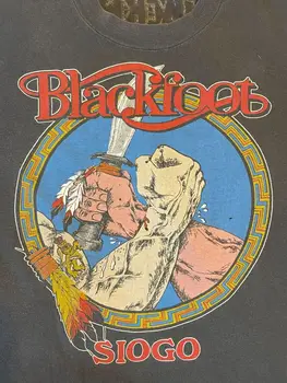 Винтажная футболка Blackfoot 1988 года SIOGO White Man's Land 83-88 Medium Black  4
