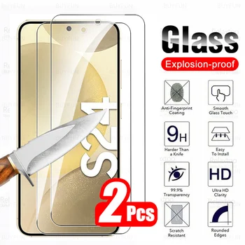 Для Samsung Galaxy S24 5G Стекло 2шт Закаленное стекло Samsang S 24 Plus SamsungS24 Ultra S24Ultra 2024 Броня Защитная пленка для экрана  5
