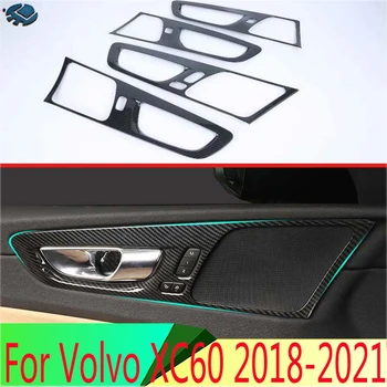  для Volvo XC60 2018-2021 Внутренняя крышка дверной ручки из углеродного волокна Вставка отделки чаши Безель Рамка Украшение  5