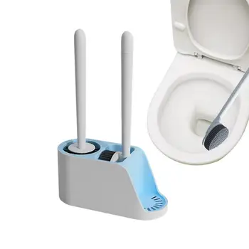 Ершик для унитаза с держателем Набор силиконовых щеток для ванной комнаты с держателем Многоразовая щетка для туалета Чистящие средства для ванны и  10