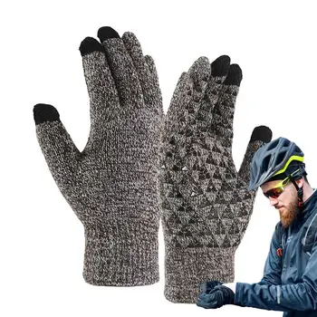 Зимние перчатки Перчатки с сенсорным экраном Теплые бархатные трикотажные нескользящие перчатки с сенсорным экраном Утолщенные утепленные женские зимние перчатки  4