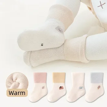 Зимние теплые носки для сна новорожденных Корейский стиль Милый Модный Мягкий Телячий Носок для Мальчика Gitl Милый Осень-Зимний Хлопковый Носок  10