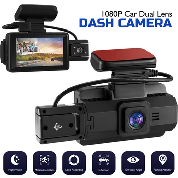 Камера заднего вида автомобиля с двойным объективом 1080P Автомобильный видеорегистратор Камера Регистратор транспортных средств Видеорегистратор вождения Камера  5