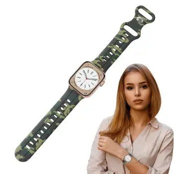 Камуфляжный силиконовый ремешок для Apple Watch Band Series Ultra 3 4 5 6 7 8 SE Браслет для часов Замена смарт-браслета  10