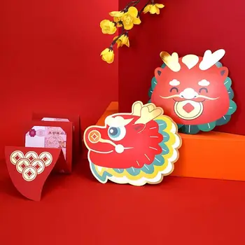 Китайские новогодние украшения Китайский складной красный конверт Канцелярские принадлежности DIY Упаковка открыток Весенний фестиваль Принадлежности  10