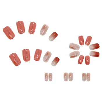 Короткий маникюр для ногтей Накладной ногти Розовый искусственный пластырь Накладные ногти Полное покрытие кончиков ногтей искусственный ноготь с дизайном Маникюр  10