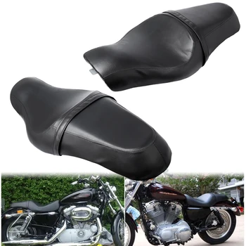 Мотоциклетная черная кожаная подушка сиденья для Harley Sportster XL883 XL1200 48 Подушка сиденья водителя и заднего пассажира  10