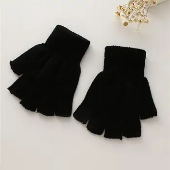  Мягкие и удобные детские перчатки Гибкие мягкие зимние перчатки Двухслойные модные теплые перчатки Детские перчатки Половина пальца  5