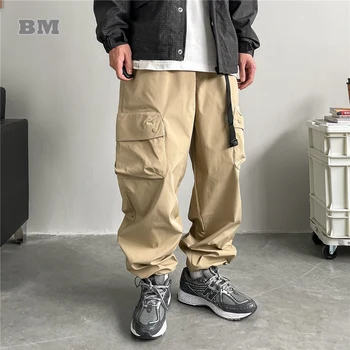  На открытом воздухе Японский тренд Быстросохнущие брюки-карго Мужчины Корейская уличная одежда Свободные прямые брюки Harajuku Модные повседневные брюки Мужской  5