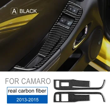 Настоящее углеродное волокно для Chevrolet Camaro 2013 2014 2015 Аксессуары Внутренняя отделка двери Стеклоподъемник Панель управления  5