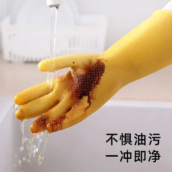  Перчатки для мытья посуды Утолщенная защита труда Говяжьи сухожилия Промышленные перчатки ПВХ для бытовой кухни и бытовой уборки  5