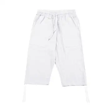 Ретро Брюки Укороченные брюки со средней посадкой Летние мужские хлопковые льняные брюки  5