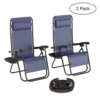 Роскошный домашний набор из 2 складных стульев для кемпинга с нулевой гравитацией (темно-синий)  10