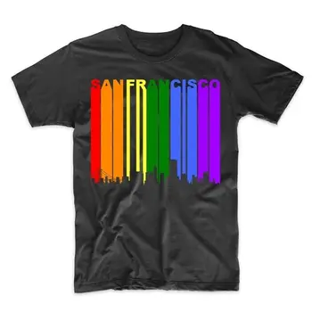 Сан-Франциско Калифорния Даунтаун Rainbow Skyline ЛГБТ гей-прайд футболка с длинными рукавами  5