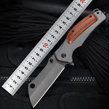 Складной нож для кемпинга на открытом воздухе Серый Титановая сталь Портативный многоцелевой нож для самообороны Тактический нож для выживания  5