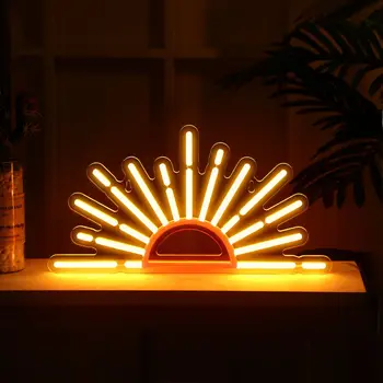 Солнце на горизонте Светодиодные неоновые вывески для настенного декора USB Неоновый свет Декор комнаты для гостиной, кухни, ванной комнаты, офиса Домашний декор  10