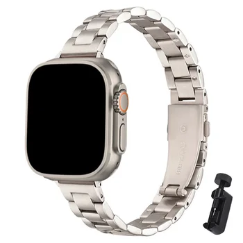Тонкий ремешок для Apple Watch Ремешок 40 мм 41 мм 38 мм 44 мм 45 мм 49 мм Тонкий металлический браслет из нержавеющей стали iwatch series SE 8 7 6 3 Ultra  10