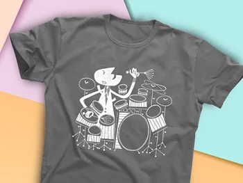 Футболка с джазом середины века, синкопа, рубашка джазового музыканта, рубашка барабанщика, модерн середины века  10