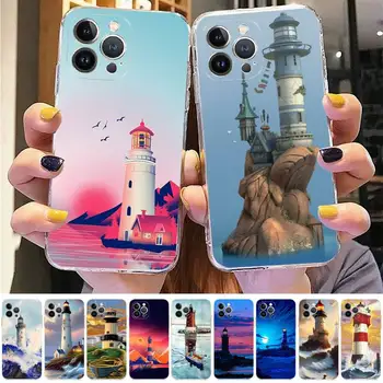 Чехол для телефона с ручной росписью Lighthouse для iPhone 8 7 6 6S Plus X SE 2020 XR XS 14 11 12 13 Mini Pro Max Чехол для мобильного телефона  10